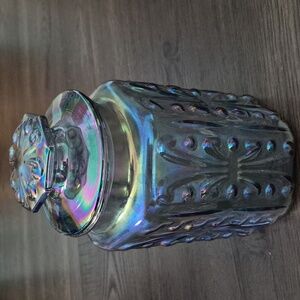 Vintage L.E. Smith Iridescent Atterbury Carnival Glass Canister With Lid